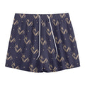 Blue And Beige Mantis Pattern Print Mesh Shorts