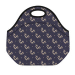 Blue And Beige Mantis Pattern Print Neoprene Lunch Bag