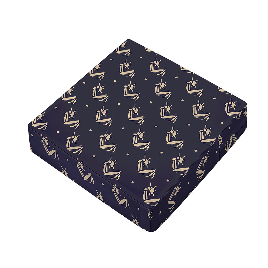 Blue And Beige Mantis Pattern Print Outdoor Seat Cushion Cover