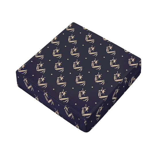 Blue And Beige Mantis Pattern Print Outdoor Seat Cushion Cover