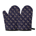 Blue And Beige Mantis Pattern Print Oven Mitts
