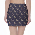 Blue And Beige Mantis Pattern Print Pencil Mini Skirt