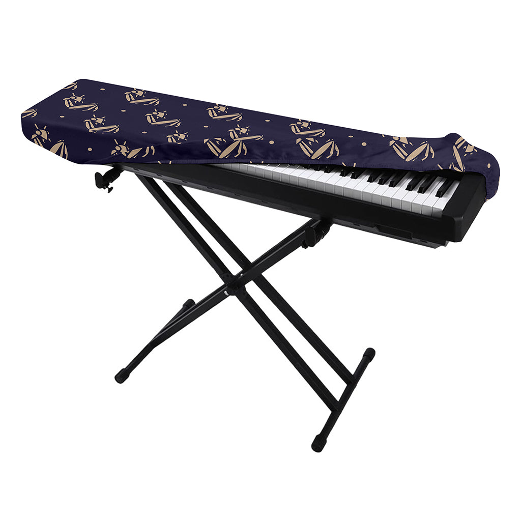 Blue And Beige Mantis Pattern Print Piano Keyboard Cover
