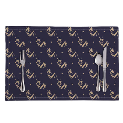 Blue And Beige Mantis Pattern Print Placemat