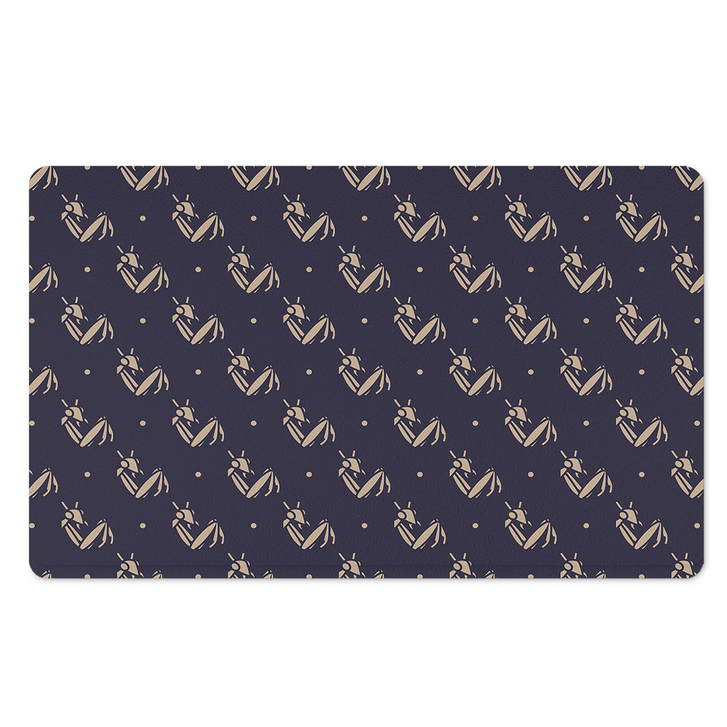 Blue And Beige Mantis Pattern Print Polyester Doormat