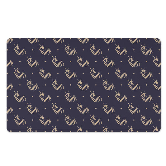 Blue And Beige Mantis Pattern Print Polyester Doormat