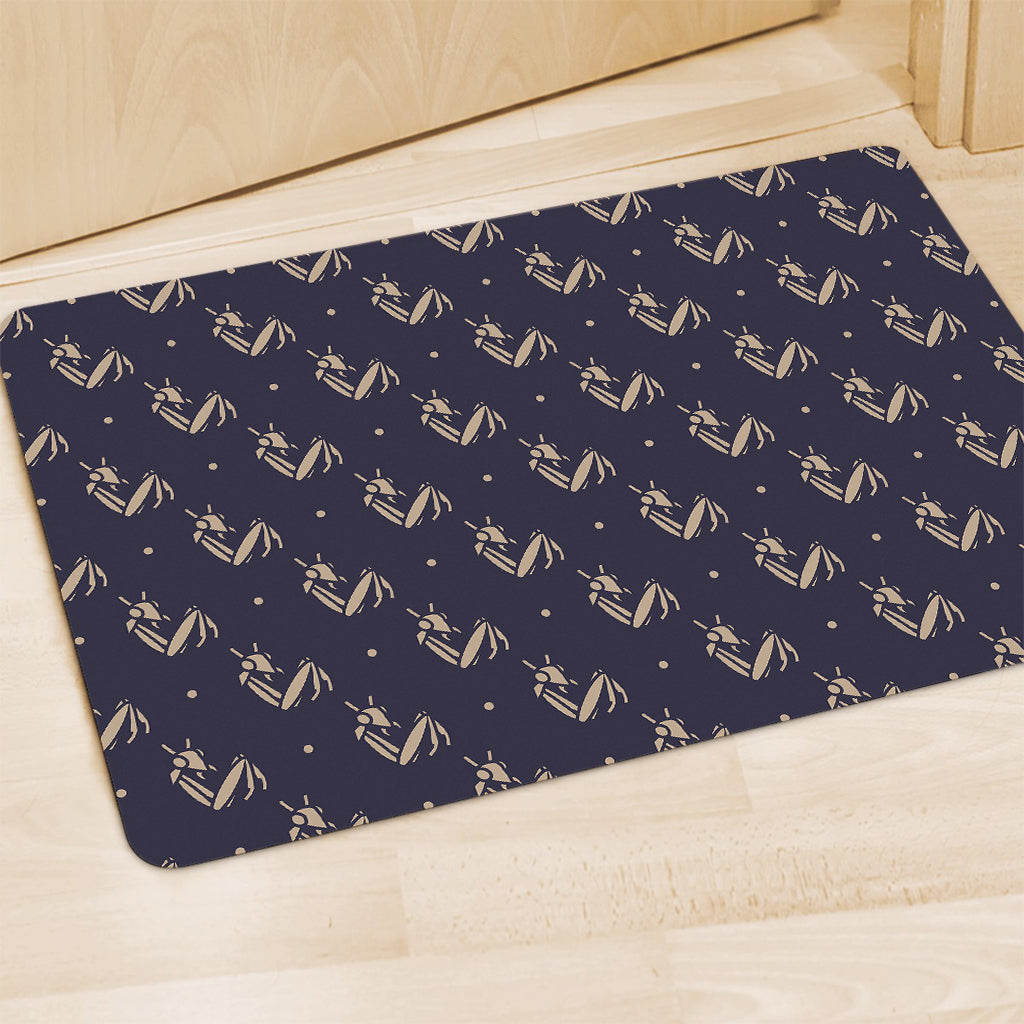 Blue And Beige Mantis Pattern Print Polyester Doormat
