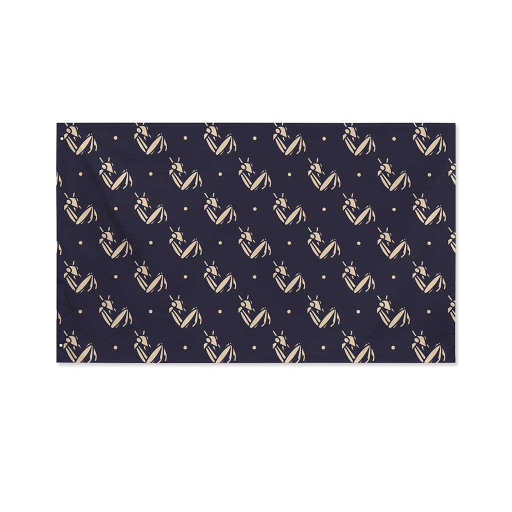 Blue And Beige Mantis Pattern Print Polyester Flag