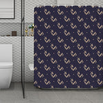 Blue And Beige Mantis Pattern Print Polyester Shower Curtain