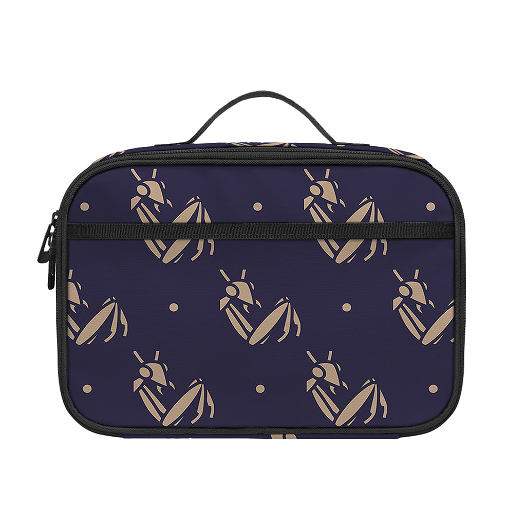 Blue And Beige Mantis Pattern Print Portable Lunch Bag