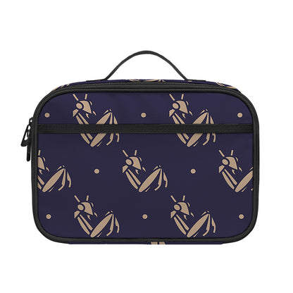 Blue And Beige Mantis Pattern Print Portable Lunch Bag