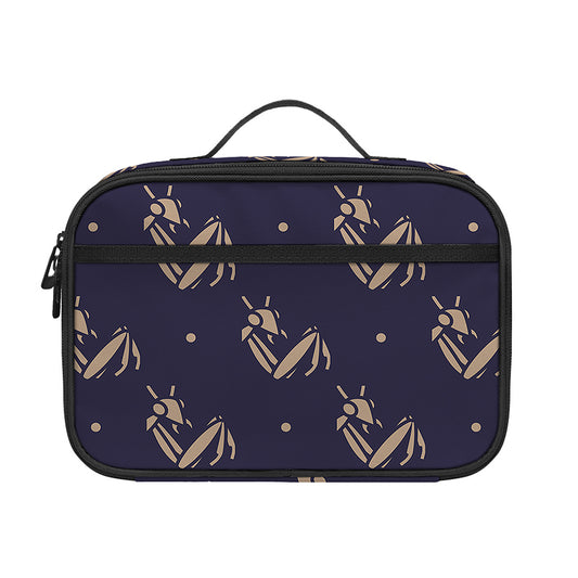Blue And Beige Mantis Pattern Print Portable Lunch Bag
