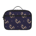 Blue And Beige Mantis Pattern Print Portable Lunch Bag