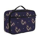 Blue And Beige Mantis Pattern Print Portable Lunch Bag
