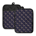 Blue And Beige Mantis Pattern Print Pot Holders With Pocket