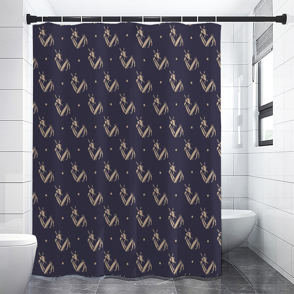 Blue And Beige Mantis Pattern Print Premium Shower Curtain