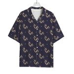Blue And Beige Mantis Pattern Print Rayon Hawaiian Shirt