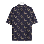 Blue And Beige Mantis Pattern Print Rayon Hawaiian Shirt