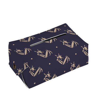 Blue And Beige Mantis Pattern Print Rectangle Tissue Box Cover