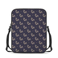 Blue And Beige Mantis Pattern Print Rectangular Crossbody Bag
