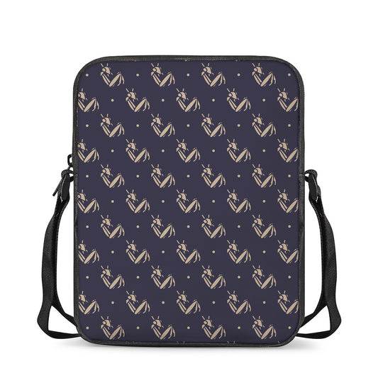 Blue And Beige Mantis Pattern Print Rectangular Crossbody Bag