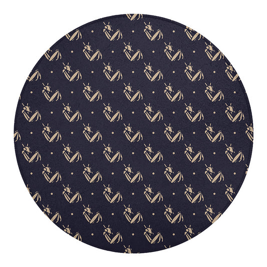 Blue And Beige Mantis Pattern Print Round Blanket