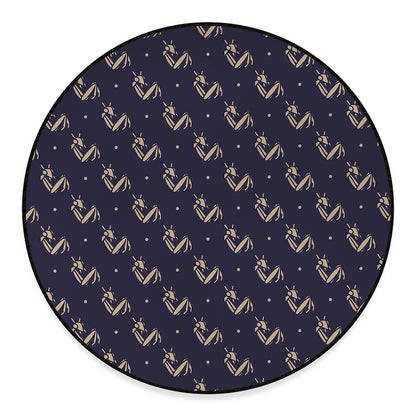 Blue And Beige Mantis Pattern Print Round Floor Mat