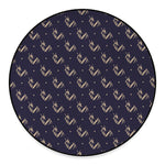 Blue And Beige Mantis Pattern Print Round Floor Mat