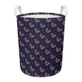 Blue And Beige Mantis Pattern Print Round Laundry Basket