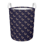 Blue And Beige Mantis Pattern Print Round Laundry Basket