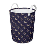 Blue And Beige Mantis Pattern Print Round Laundry Basket