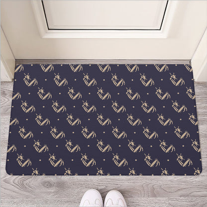 Blue And Beige Mantis Pattern Print Rubber Doormat