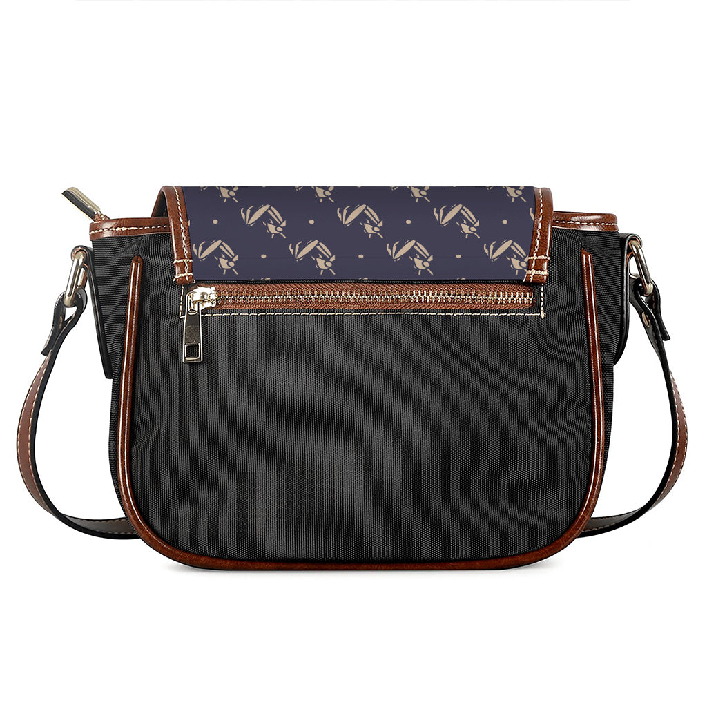 Blue And Beige Mantis Pattern Print Saddle Bag