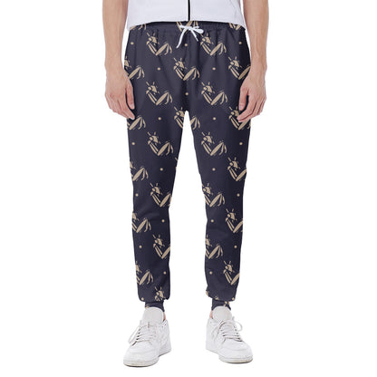 Blue And Beige Mantis Pattern Print Scuba Joggers