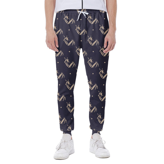 Blue And Beige Mantis Pattern Print Scuba Joggers