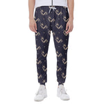 Blue And Beige Mantis Pattern Print Scuba Joggers
