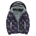 Blue And Beige Mantis Pattern Print Sherpa Lined Zip Up Hoodie