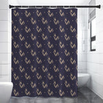 Blue And Beige Mantis Pattern Print Shower Curtain