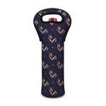 Blue And Beige Mantis Pattern Print Single Neoprene Wine Tote