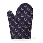Blue And Beige Mantis Pattern Print Single Oven Mitt