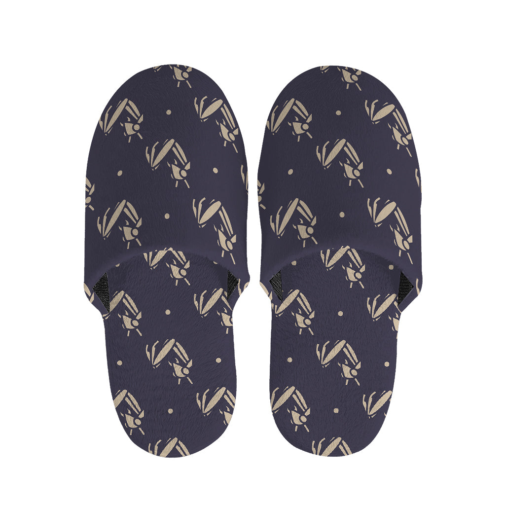Blue And Beige Mantis Pattern Print Slippers