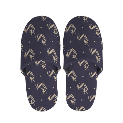 Blue And Beige Mantis Pattern Print Slippers
