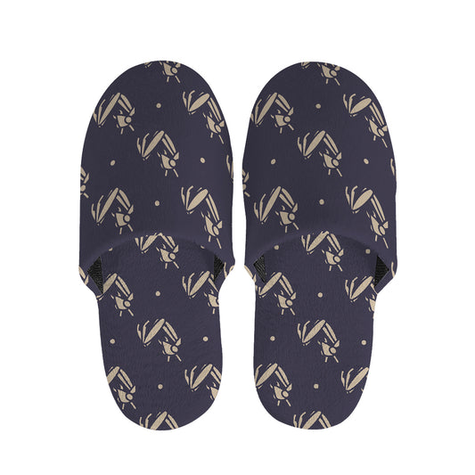 Blue And Beige Mantis Pattern Print Slippers