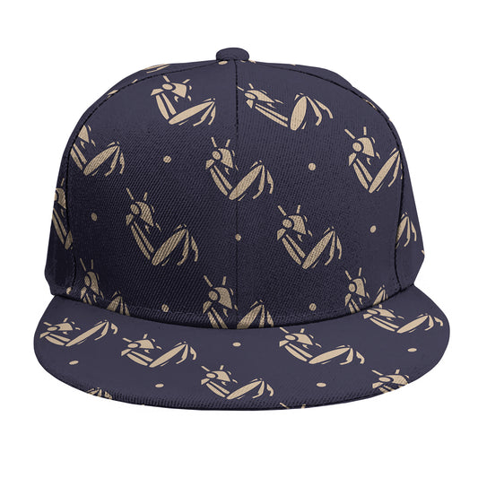Blue And Beige Mantis Pattern Print Snapback Cap