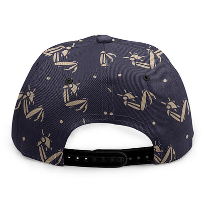 Blue And Beige Mantis Pattern Print Snapback Cap