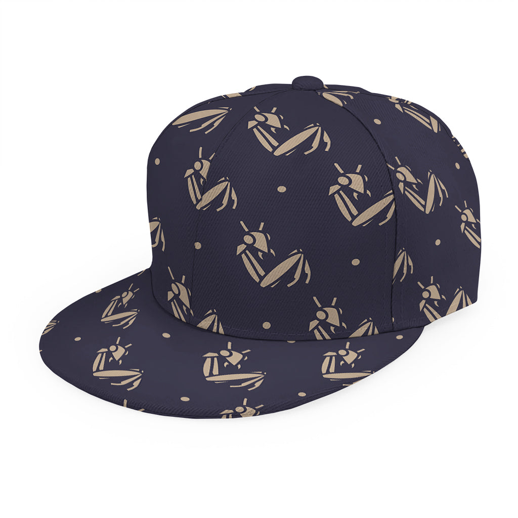 Blue And Beige Mantis Pattern Print Snapback Cap