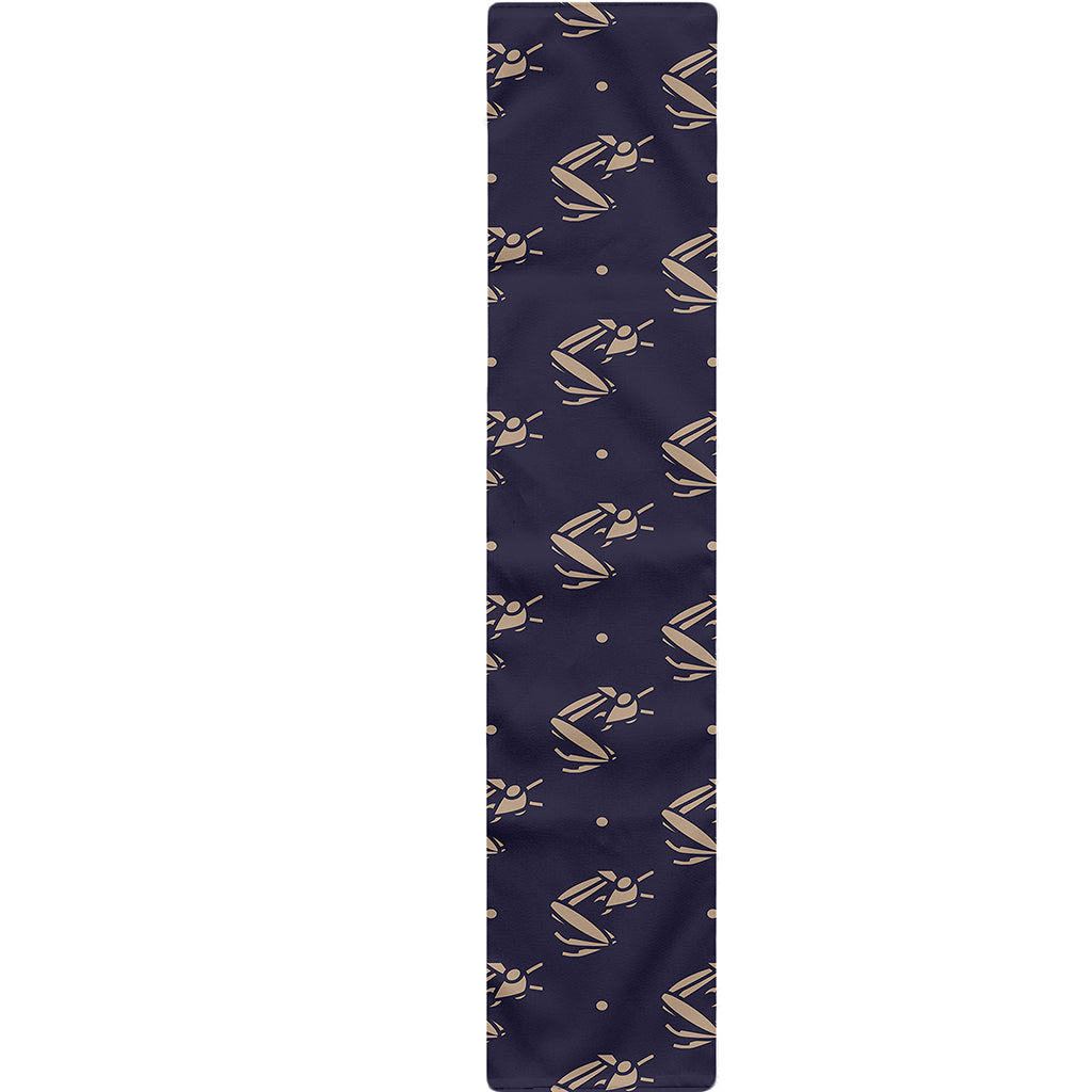 Blue And Beige Mantis Pattern Print Table Runner