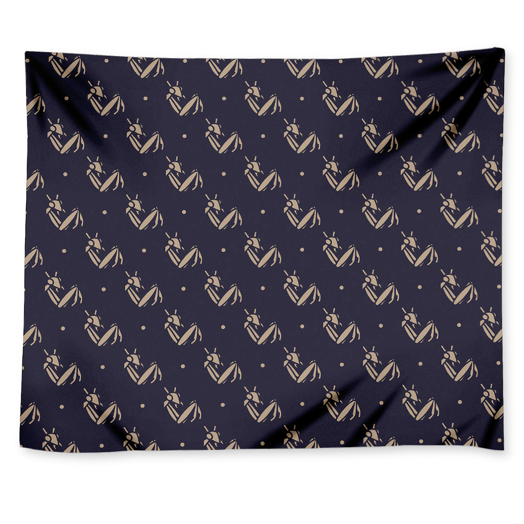 Blue And Beige Mantis Pattern Print Tapestry