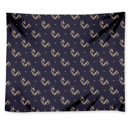 Blue And Beige Mantis Pattern Print Tapestry
