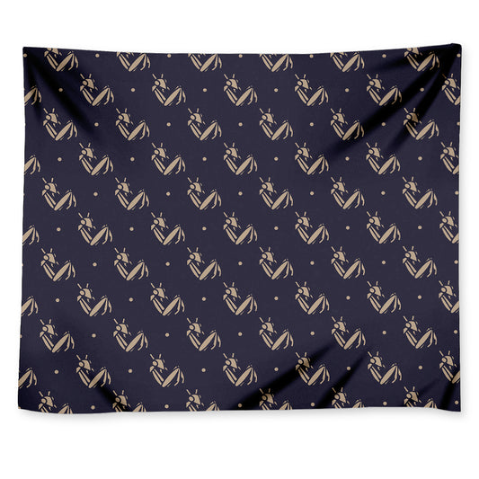 Blue And Beige Mantis Pattern Print Tapestry